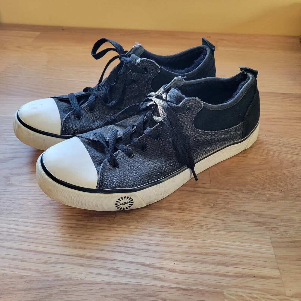 UGG Womens Evera Canvas Leather Sneakers S/N1000452 Black US 10 EU 41